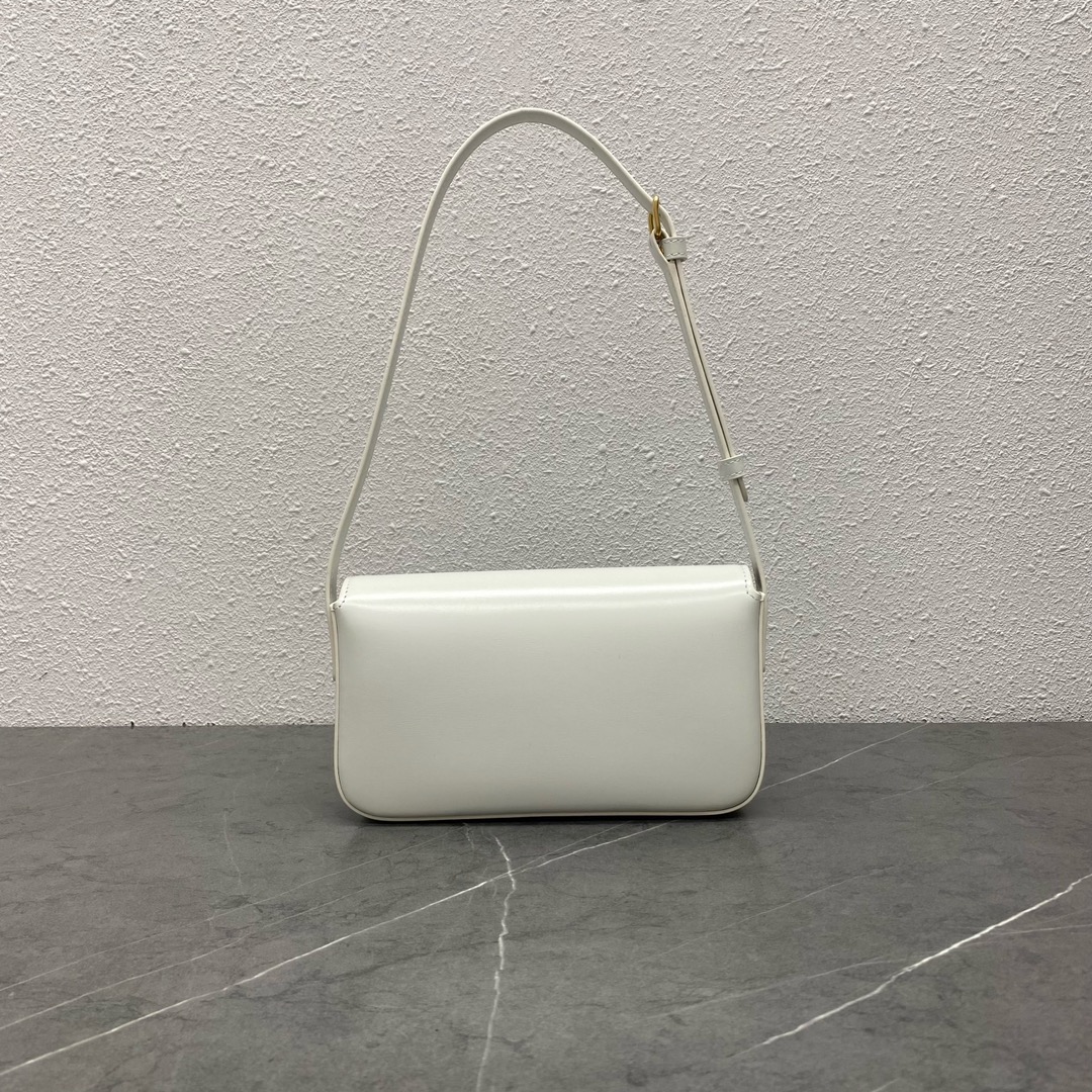 Celine Shoulder Bag Claude In Shiny Calfskin White/Gold 194143